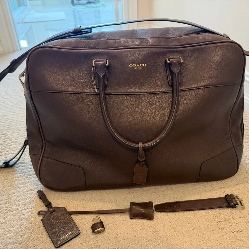 Coach Brown Leather Luggage Suitcase Duffle bag